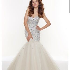 Mori Lee White and Cream Wedding Dress